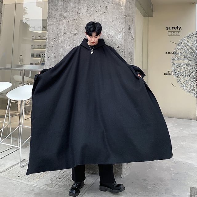 予約販売】コート ポンチョ アウター マント ロング丈 シンプル フード
