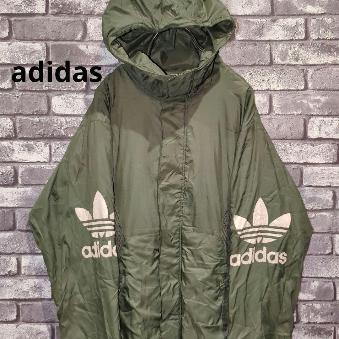 90s adidas ナイロンパーカー ジャケット Lビッグトレフォイルプリント ...