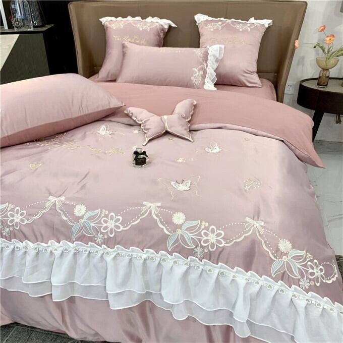 ◇新品◇アイスシルク刺繍肌触り 柔らかい ベッドスカート ◇新品◇アイスシルク刺繍肌触り 柔らかい ベッドスカート