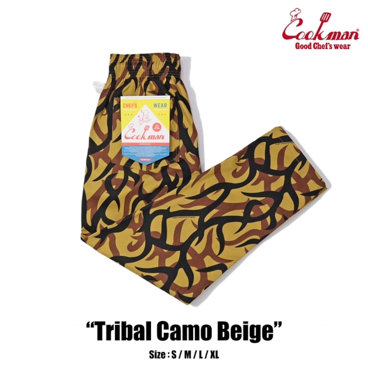 COOKMAN（クックマン）トライバルベージュ シェフパンツ Tribal Camo 