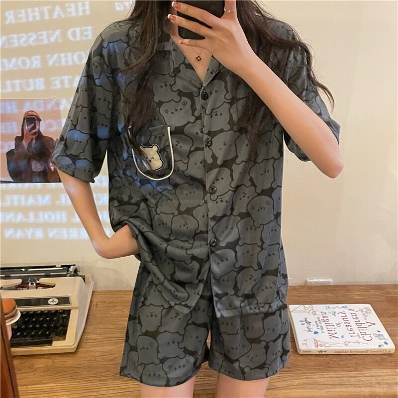 プリント柄半袖スリーブトップス サマールーズショーツ セット ショート ハーフスリーブ 夏物 ブルマー YY-ファッション3544843172