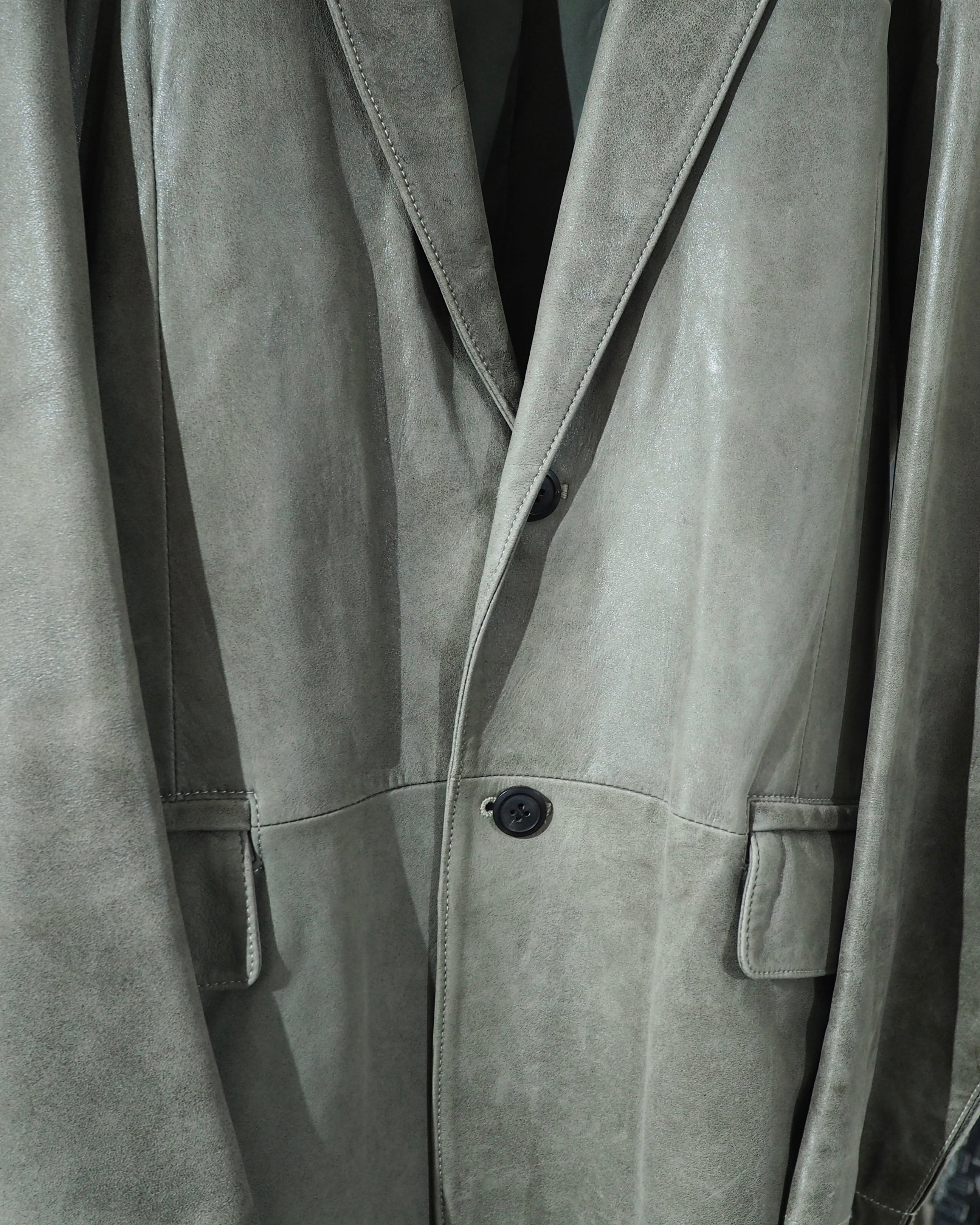 " Allegri " Beautiful Decadent Greige Color Vintage Sheep Leather Tailored Jacket
