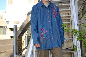 DENIM﻿ embroidery shirt﻿