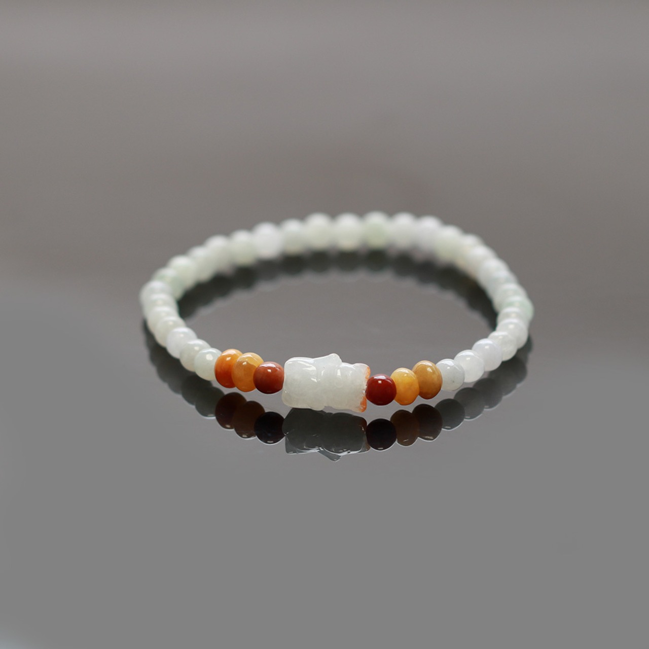 猫好きにはたまらないワンポイントブレスレット！ A貨翡翠 jd_br1116