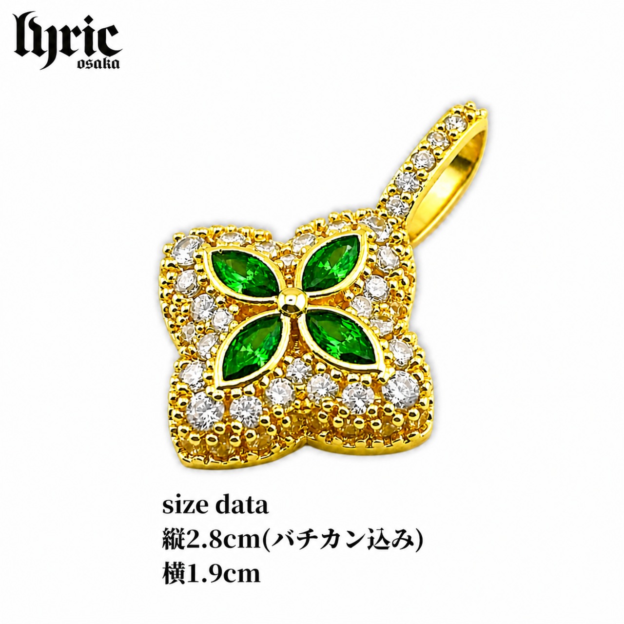 3mm 40〜60cm Clover motif pendant luxury tennis necklace gold clear/green
