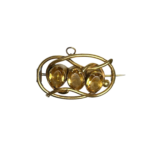 antique metal citrine brooch