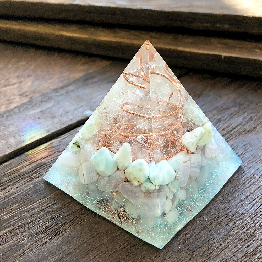 ピラミッド型Ⅱ オルゴナイト ラリマー&ブルーレースアゲート&アクアマリン