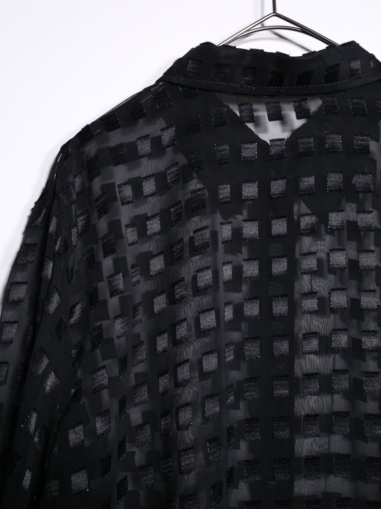 many many square pattern over silhouette sheer shirt - 14