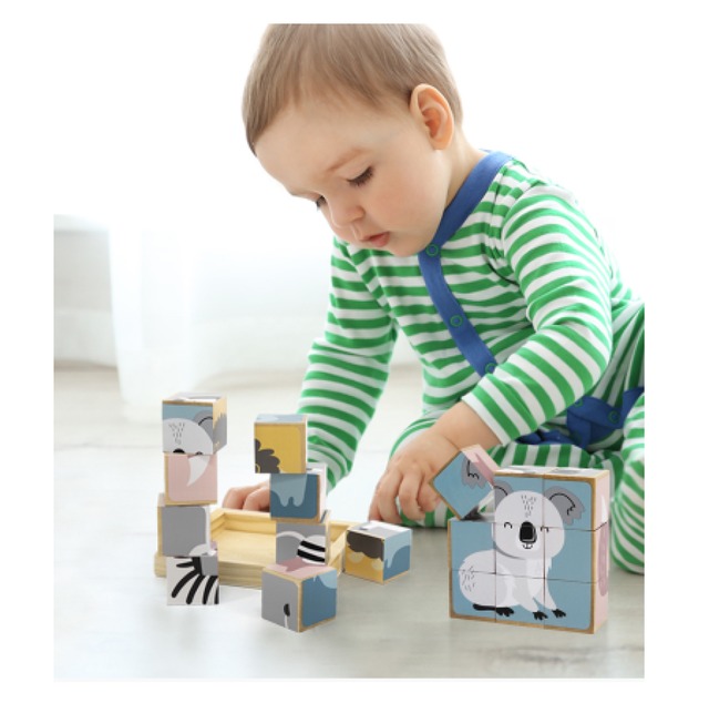 キューブパズル 絵合わせ 赤ちゃん 積み木 木製 知育玩具 1歳 動物 パズル