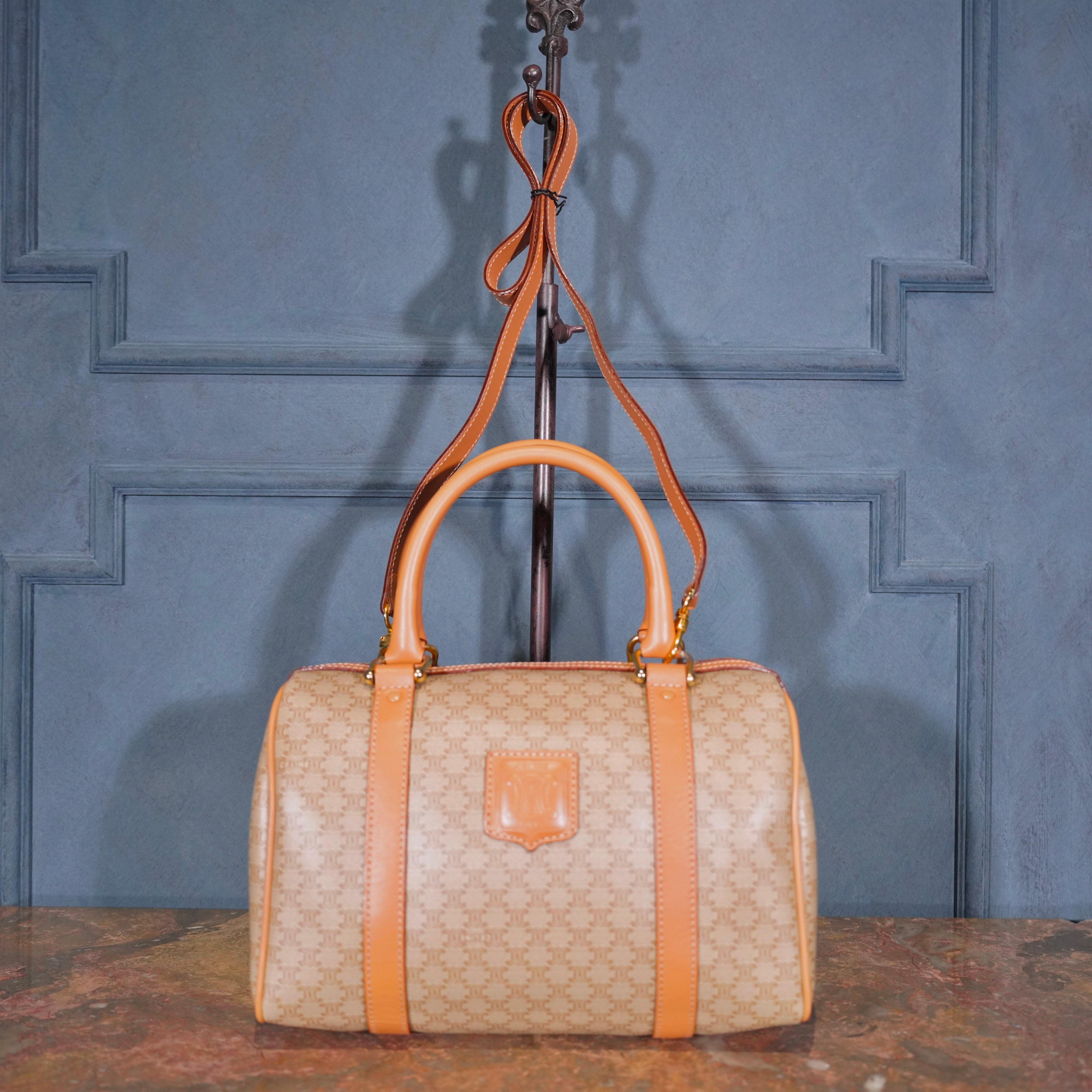 CELINE MACADAM PATTERNED LOGO DESIGN 2WAY MINI BOSTON SHOULDER BAG