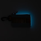 vibram card case (mint×orange) with blue glowing zip