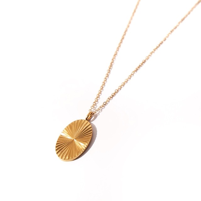 316L vertical circle necklace ［GOLD］#n115