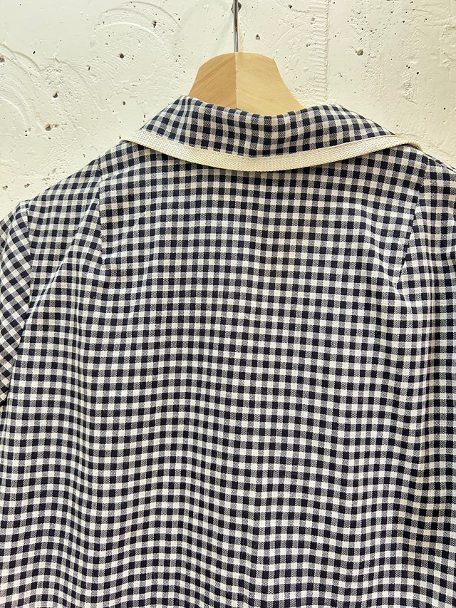 vintage white ×black gingham check jacket"dead stock"