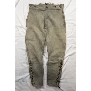 【1940s】"French Vintage" Cotton Pique Hunting Jodhpurs, Short Length