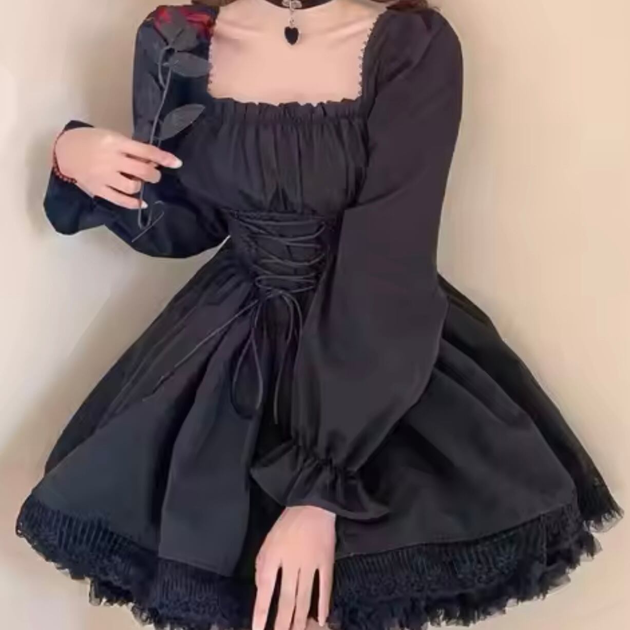 レースアップゴシックミニドレス | Mely