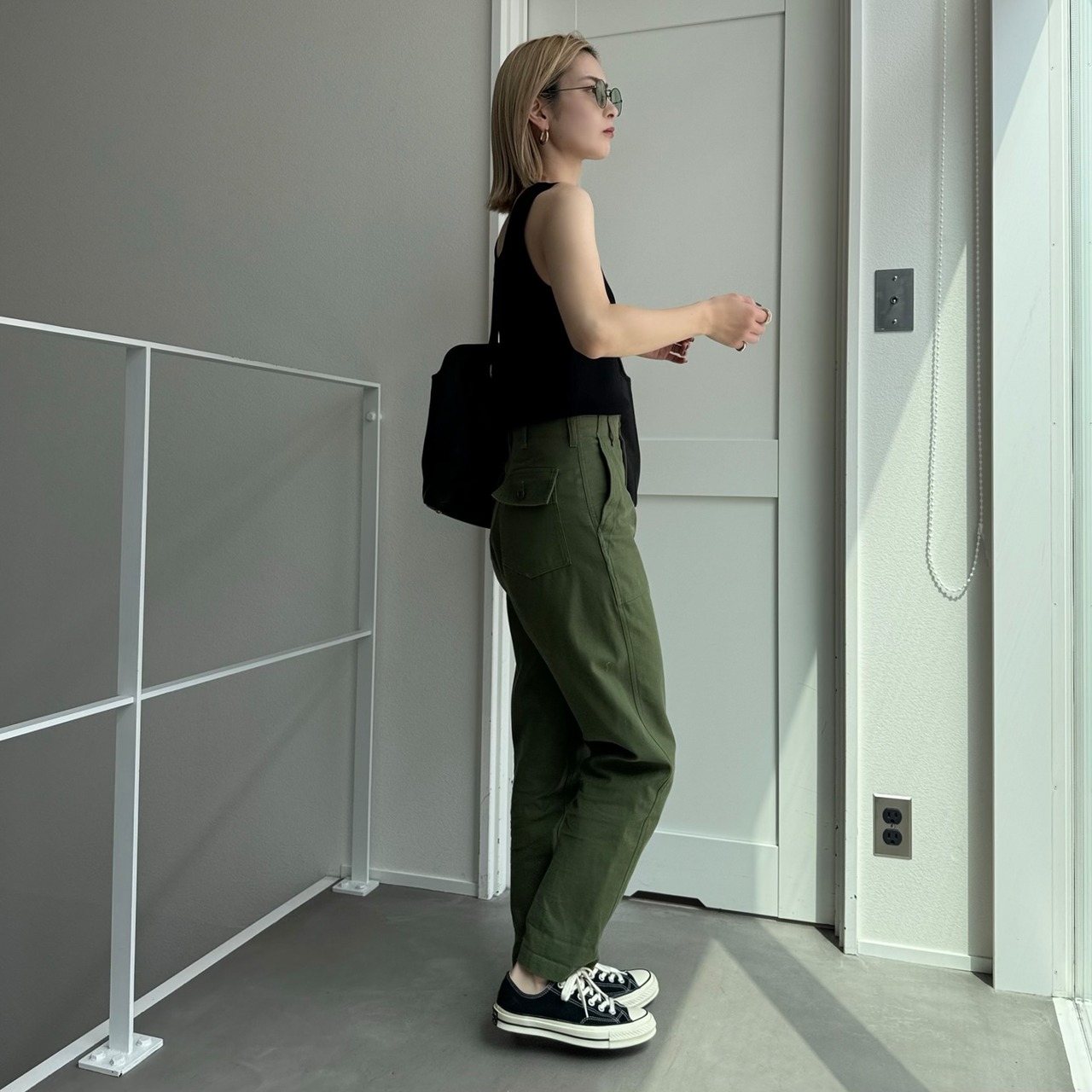 2wayスプリングニットtank/ブラック