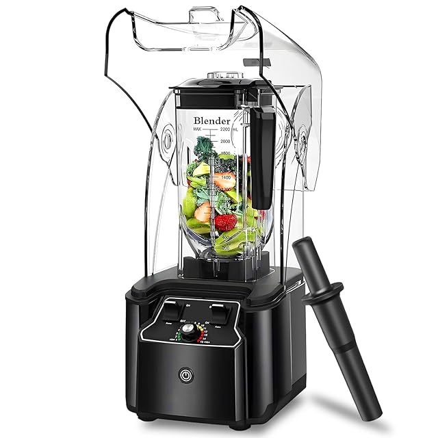 Huanyu 業務用ブレンダー 1000W/2L 防音カバー付き スピード調整 一台