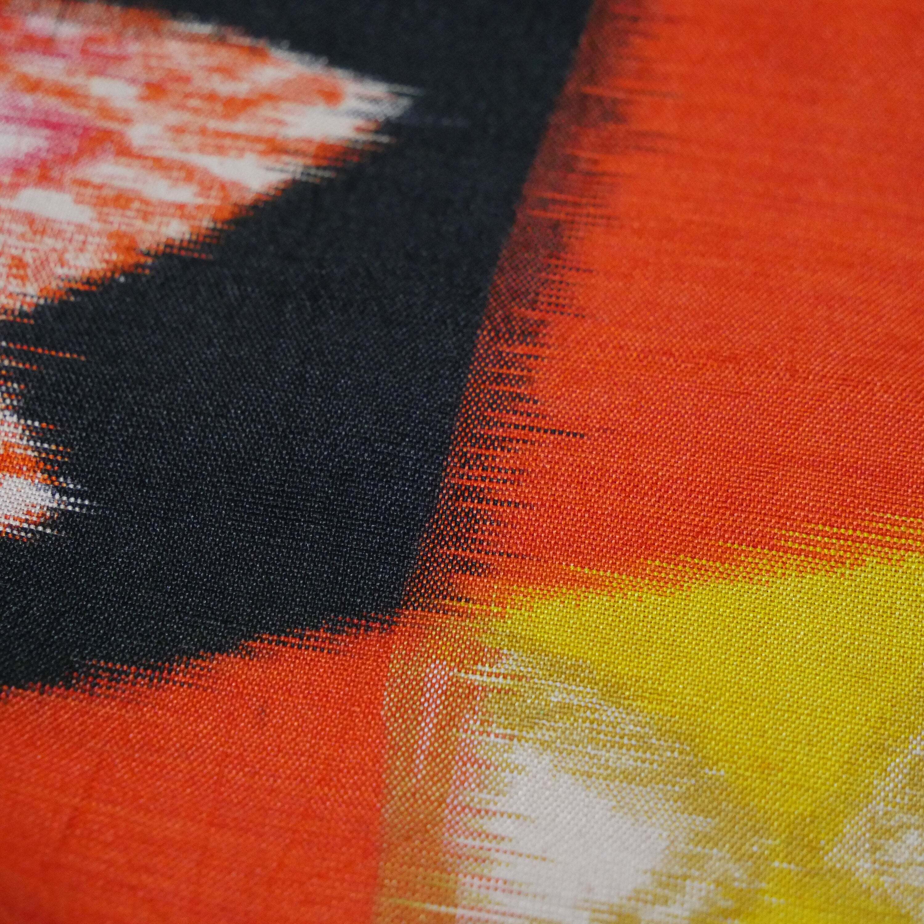 正絹 鮮やかな花模様 銘仙着物 | Vintage orange meisen kimono with