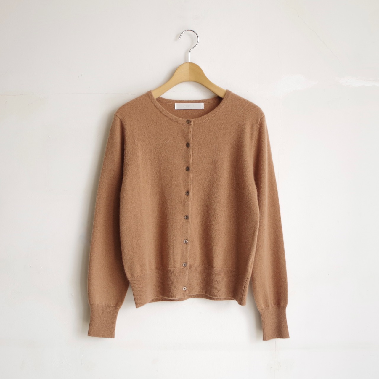 one f.  Cashmere Crew Neck Cardigan