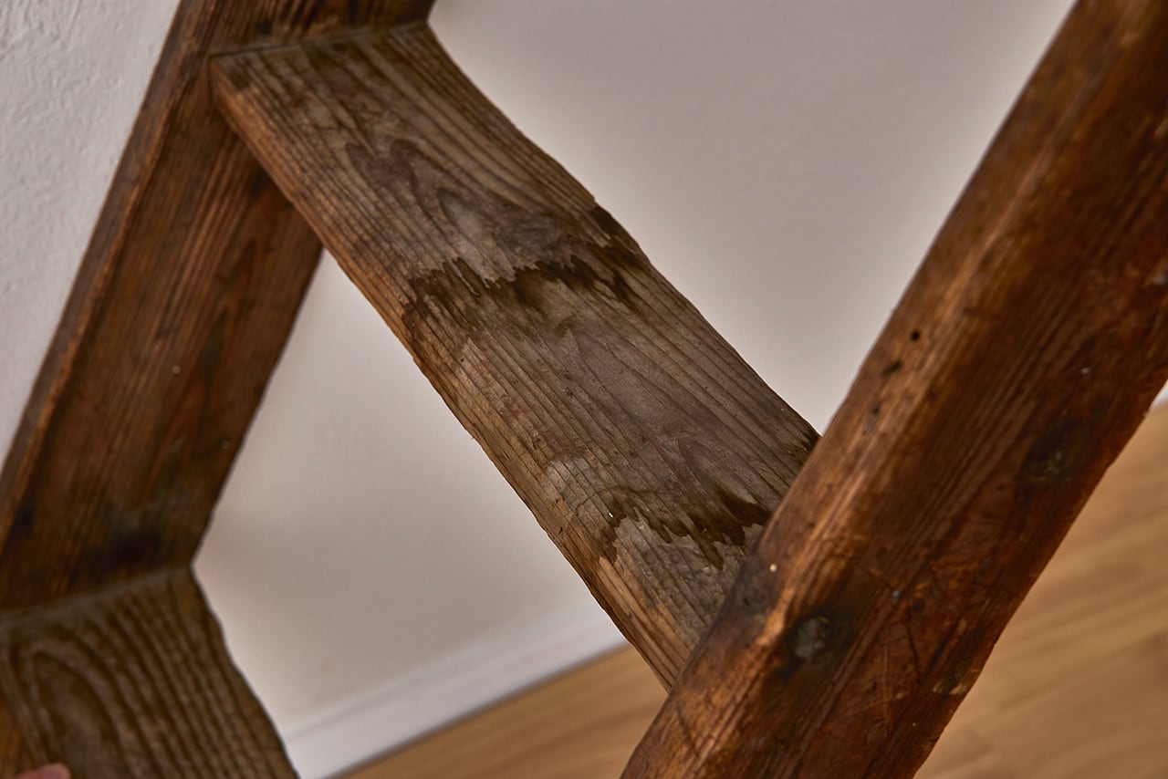 01ヴィンテージ◇スリムサイズの古い木製階段◇梯子 ハシゴ ステップ