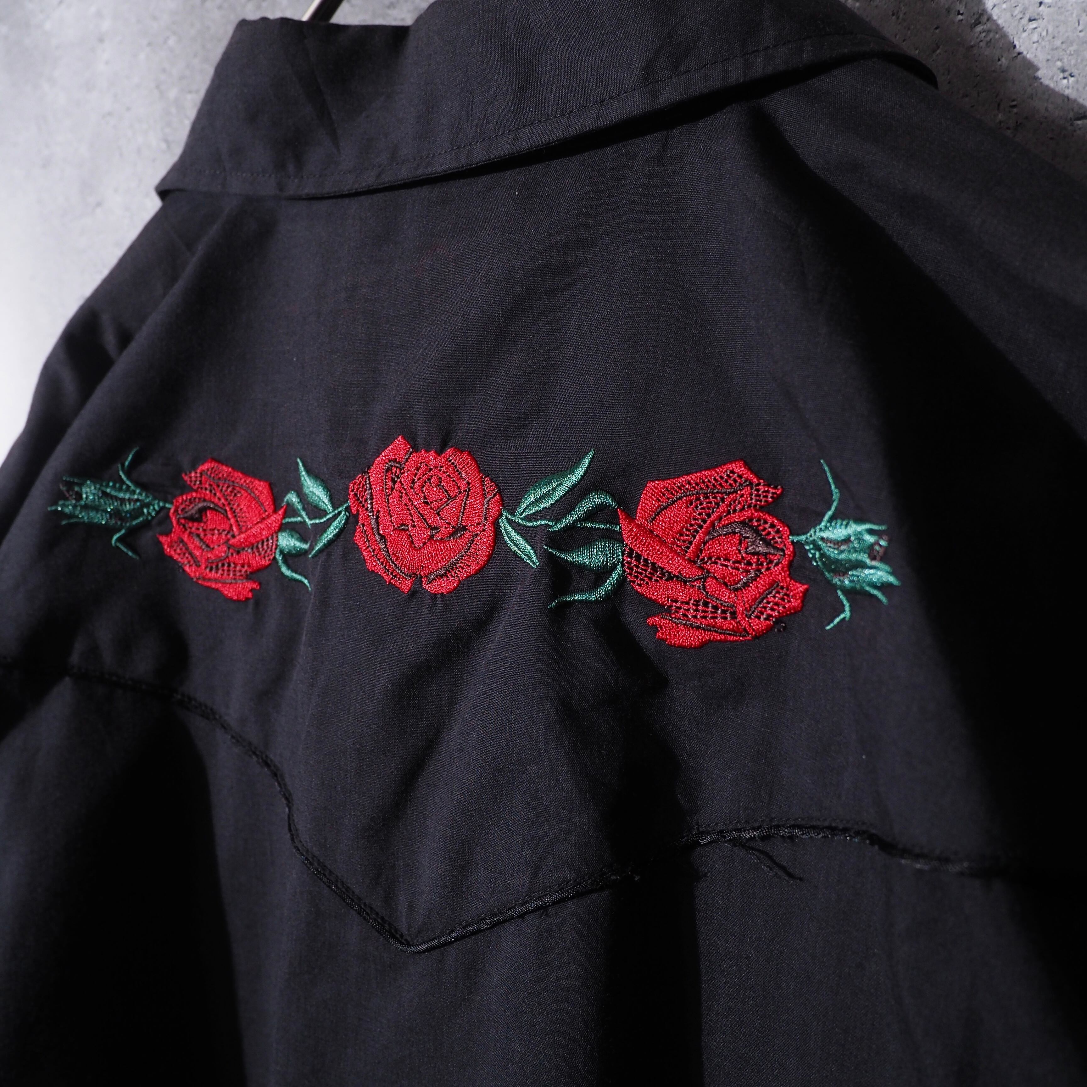 1990s Beautiful Flower embroidery vintage loose Western shirt