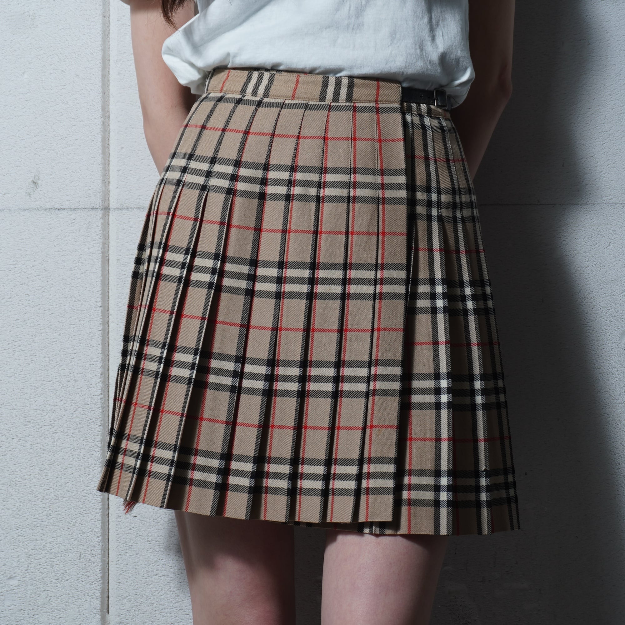 BURBERRY】バーバリー ノヴァチェック柄プリーツラップスカート beige