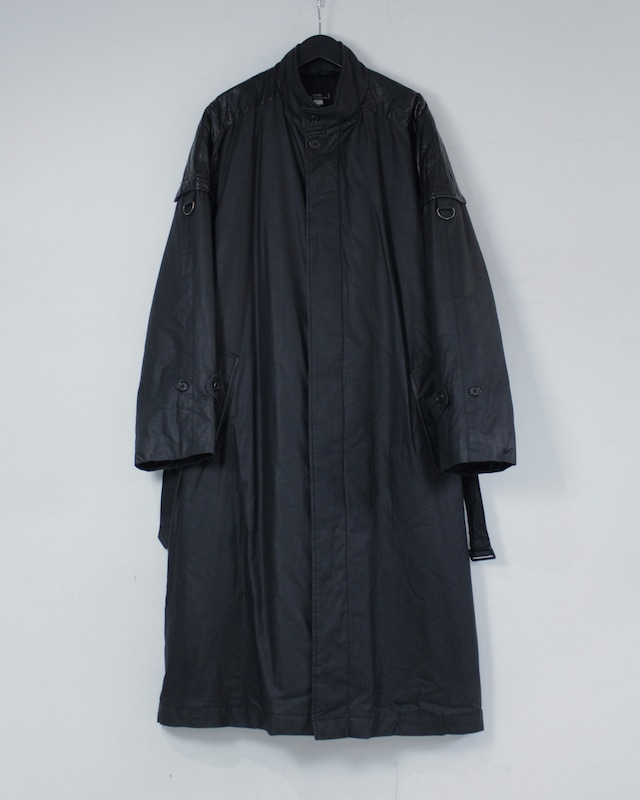 【Caka BLACK】80's “HOLT RENFREW” Leather Switching Vintage Long Coat