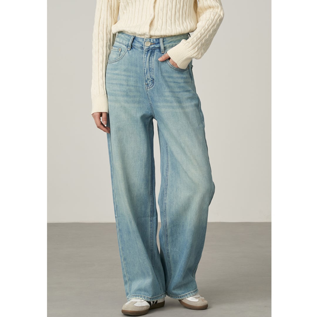 loose fitting drawstring denim pants