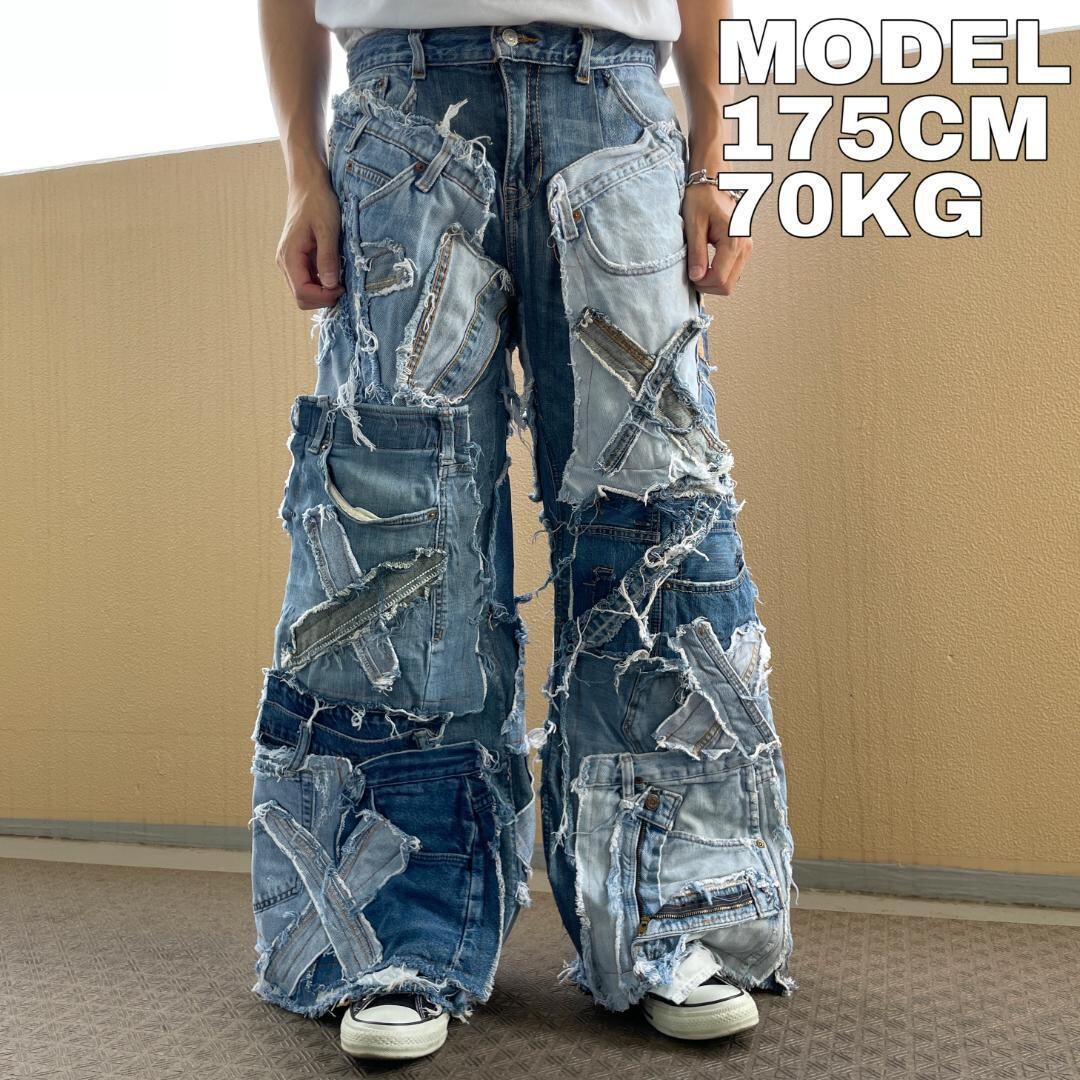 リメイクデニムワイドフレアパンツ 