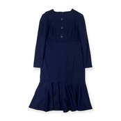90s Christian Dior PRET-A-PORTER クリスチャンディオール フリル 長袖 ワンピース 9/ネイビー レディース フォーマル ビンテージ