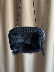 mode black raccoon fur bag-5063-11