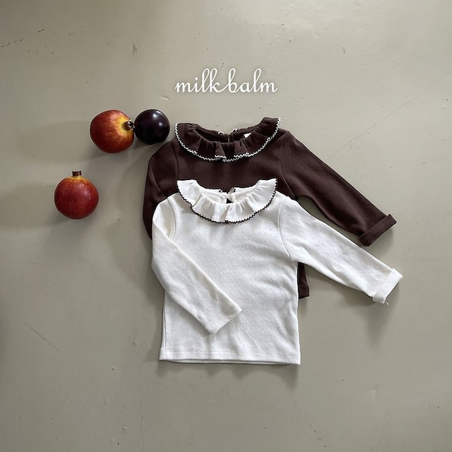 【取寄】milk balm|picot frill tee|ピコフリルTシャツ|XS-XL|kids|26 autumn