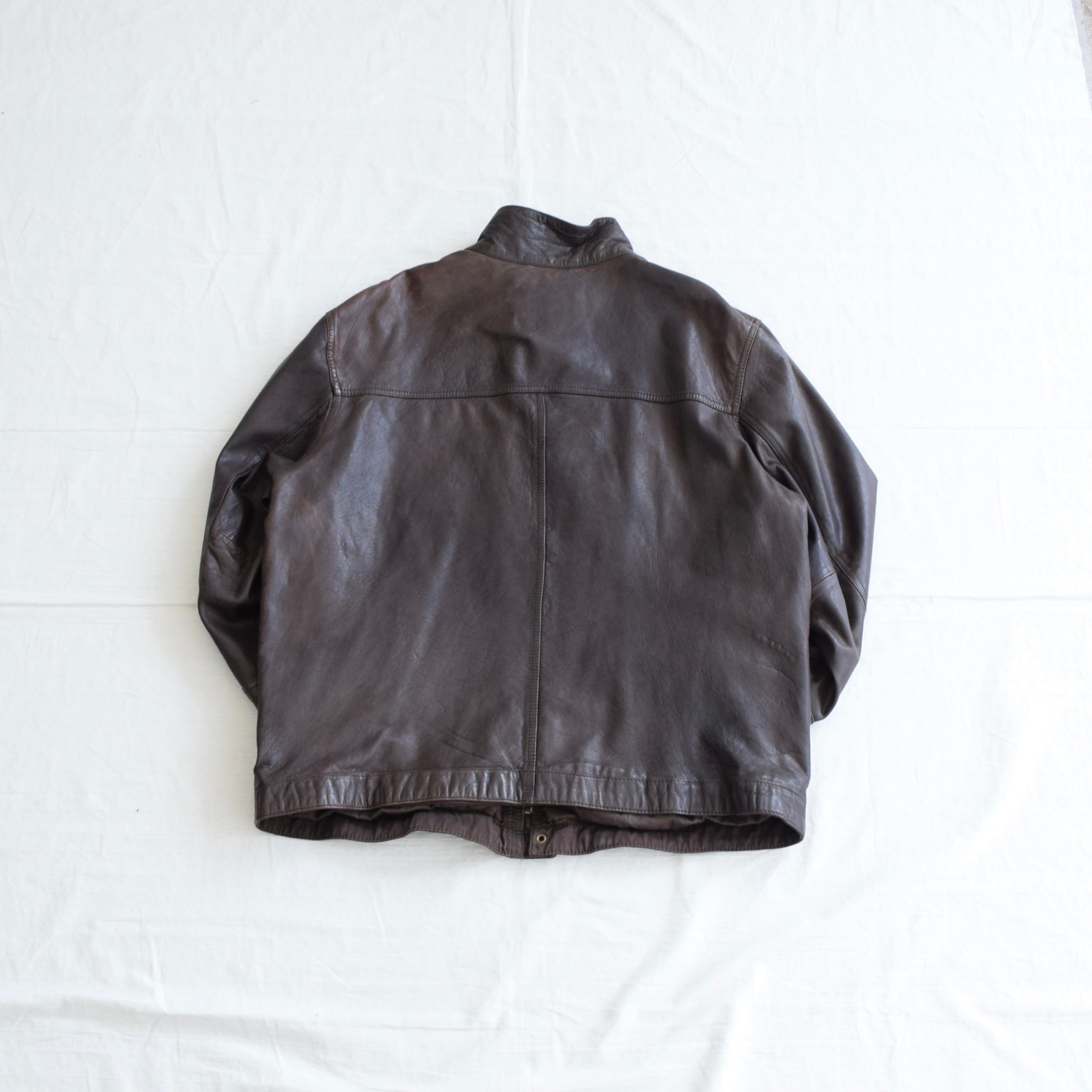 MERONA レザージャケット メンズ XL ブラウン ミドル丈 古着