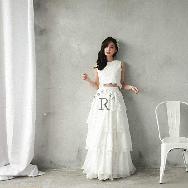 セパレートドレス ティアード 結婚式 撮影 フォト 2次会 花嫁ドレス ウェディングドレス White S M L ウエディング ハネムーン 海外 挙式 ホワイト 白サイズオーダー可能後撮り 前撮り 大きいサイズマタニティ 妊婦 Dress Shop Rberry