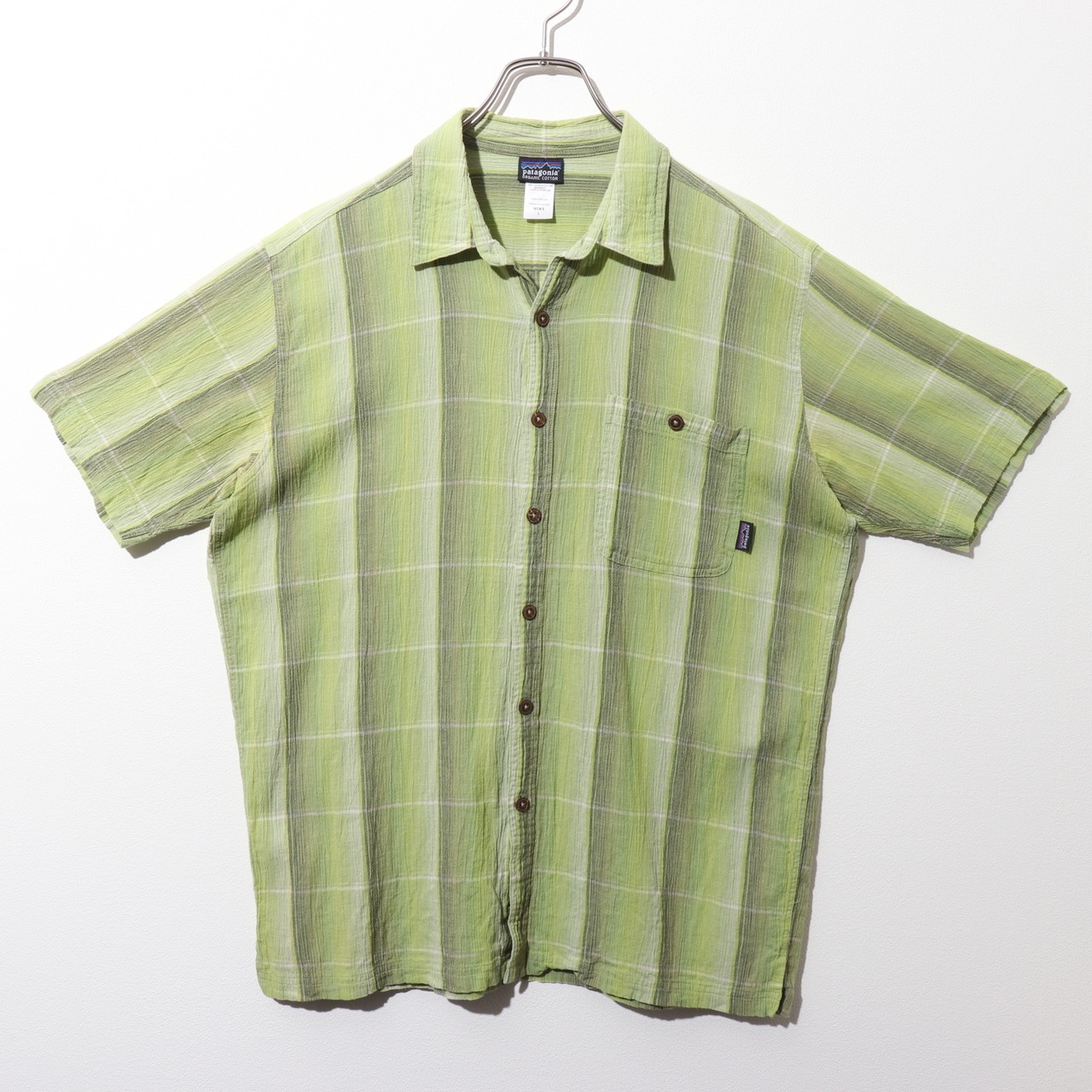 極美品 L オンブレ 緑 A/C Yarn Dyed Shirt Patagonia ACシャツ ヤーンダイ パタゴニア