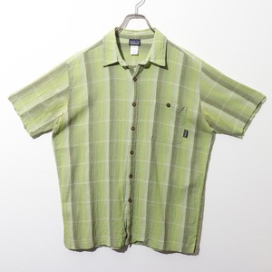 極美品 L オンブレ 緑 A/C Yarn Dyed Shirt Patagonia ACシャツ ヤーンダイ パタゴニア
