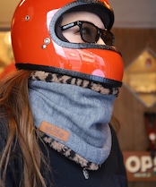 ROBIN NECK WARMER ソフトデニム&ブラウンレオパード