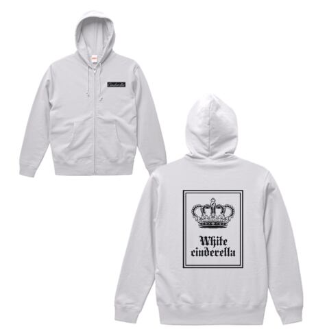 ZIP HOODIE】クラウン［白×ブラックラメ］ | White Cinderella