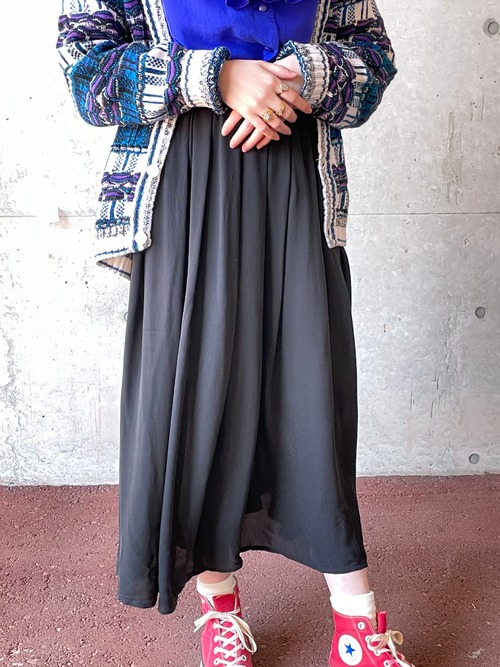 Vintage Black Silk Chiffon Skirt