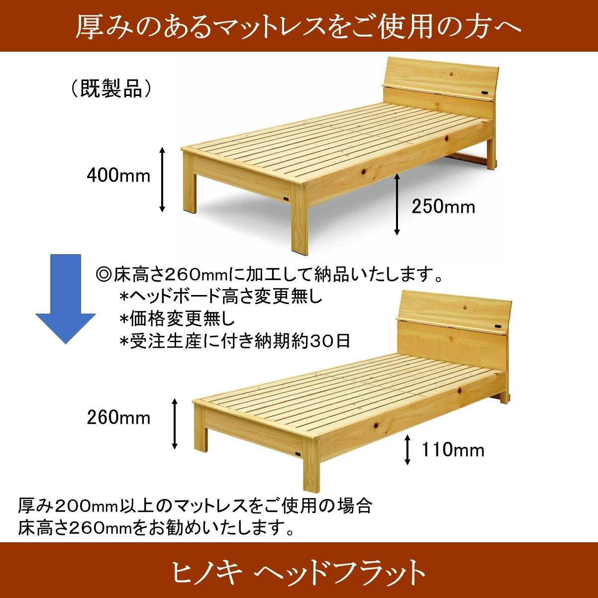 すのこベッド ダブルサイズ「森の寝床」国産ヒノキで作った竹炭入り健康ベッド