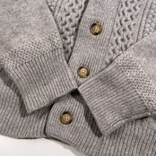 JOURNAL STANDARD ジャーナルスタンダード ウール100% ショールカラー ニット カーディガン L /グレー系 ケーブル編み メンズ