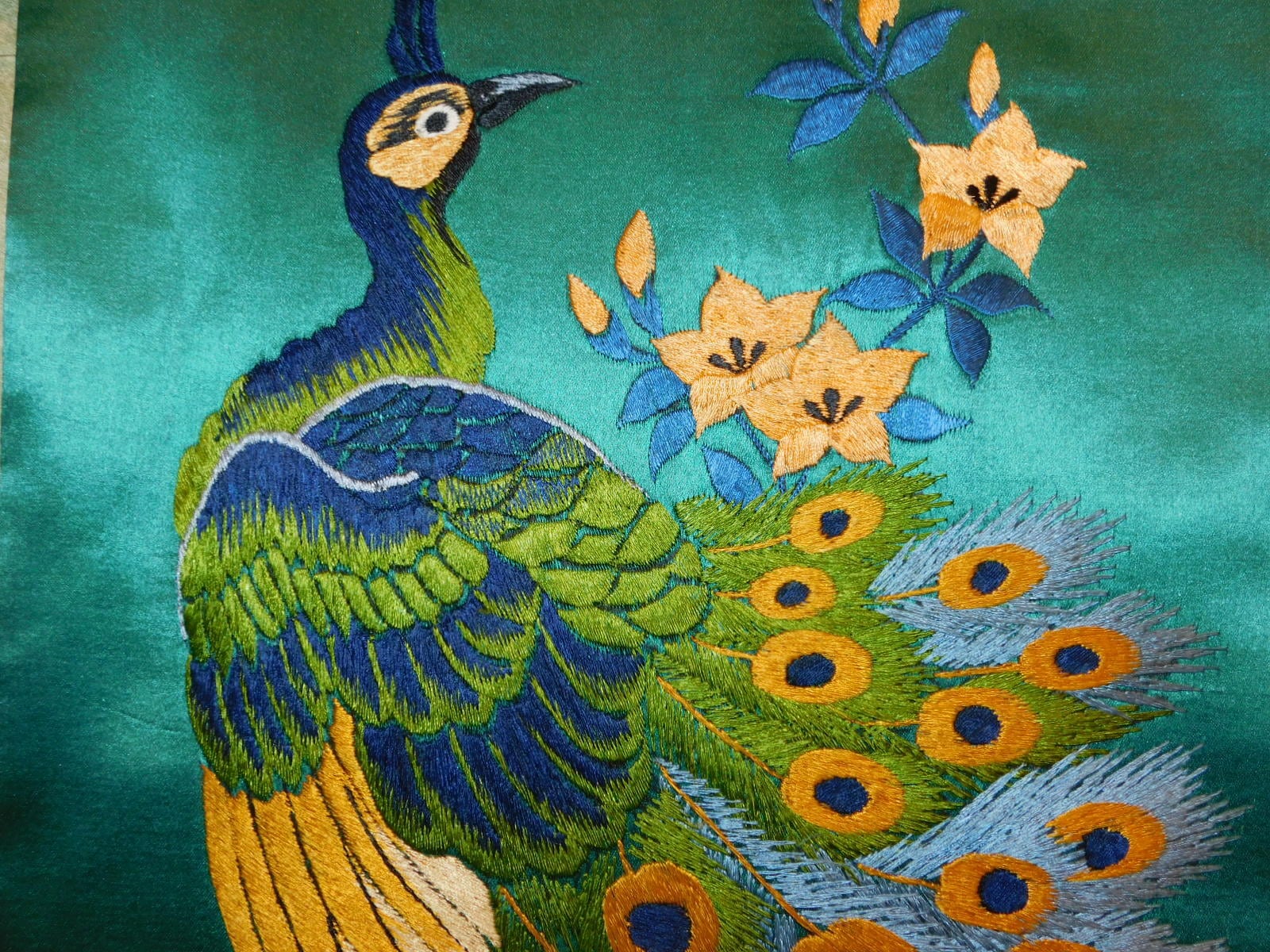 孔雀日本刺繍の開き名古屋帯 Nagoya obi sash (peacock)　 | 春夏秋冬（しき）アンティークス powered by BASE
