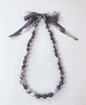 Tie dye  necklace  Dark grey & white  ダークグレー＆ホワイト