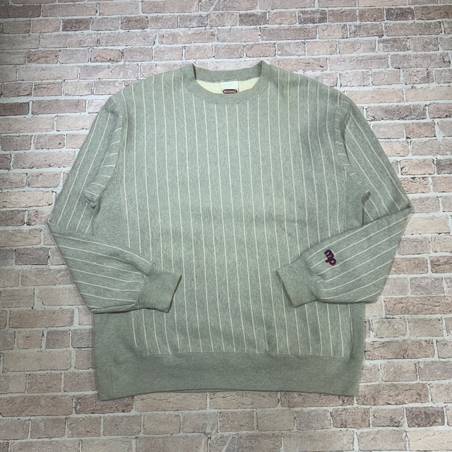 1990s MASTERPIECE STRIPE SWEAT SHIRT GRAY× PINK