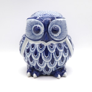 陶器人形・梟・ふくろう・置物・インテリア・No.210529-40・梱包サイズ80