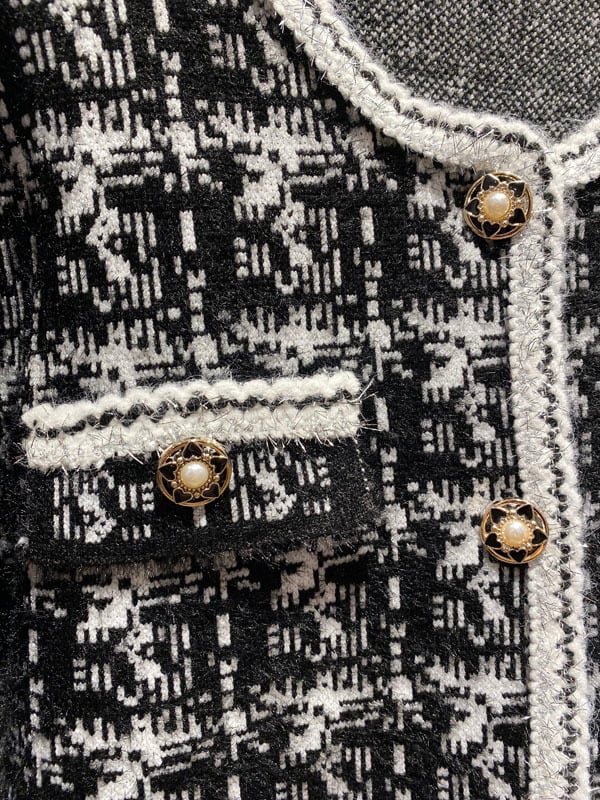 ニットツイード金ボタンジャケット［Color:ブラック］ | TK-LAND -韓国