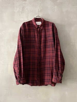 【 customer's used 】TrAnsference Nel Check Shirt 2019 (028) - dark red garment dyed