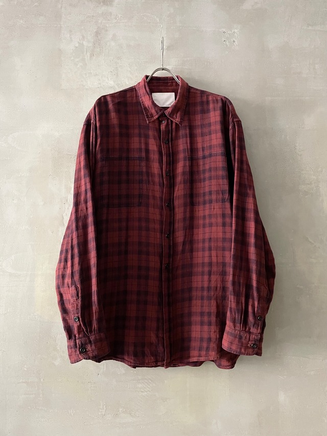 【 customer's used 】TrAnsference Nel Check Shirt 2019 (028) - dark red garment dyed
