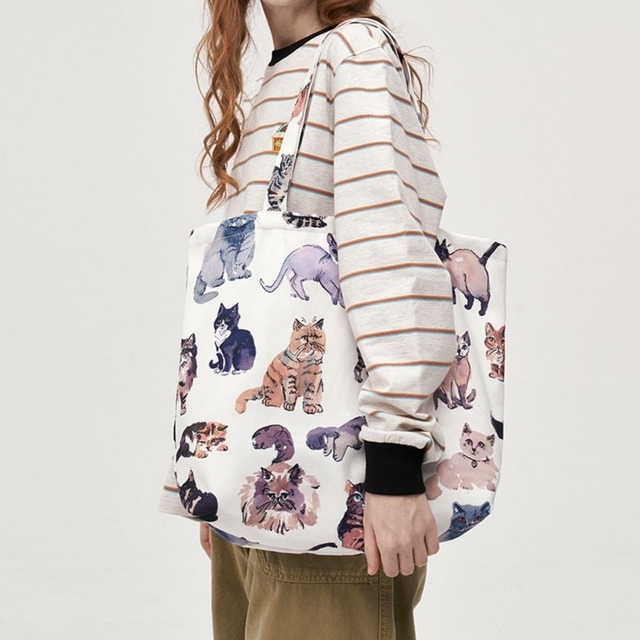 アートキャットイラストトートバッグ   R01564