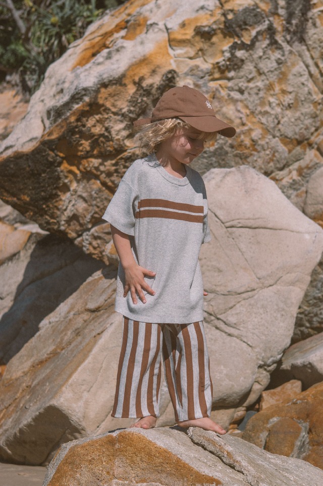 《即納》LAST1 GROWN/ Organic Twin Striped Ribbed Knit Tee -